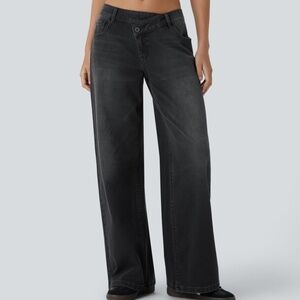 NEW Halara Low Rises Asymmetric Baggy Wide Leg Light Wash Size M (8-10) Regular